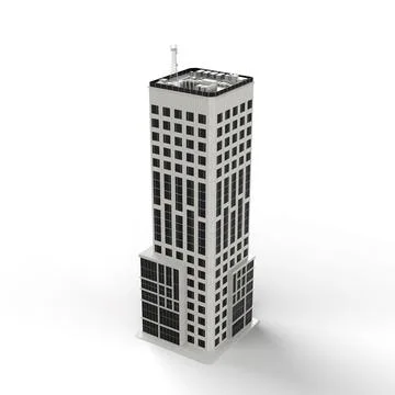 3D render of a gray modern office building isolated on the white background Stock Illustration