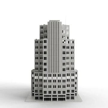 3D render of a gray modern office building isolated on the white background Ilustración de archivo