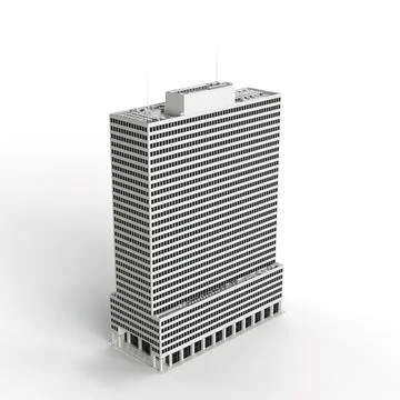 3D render of a gray modern office building isolated on the white background Stock Illustration