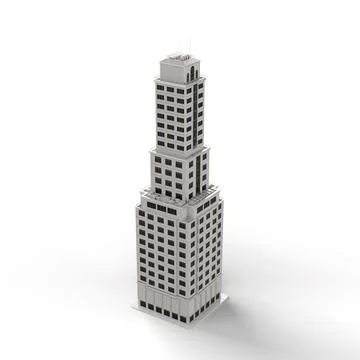 3D render of a gray modern office building isolated on the white background Ilustración de archivo