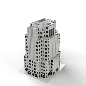 3D render of a gray modern office building isolated on the white background Ilustración de archivo