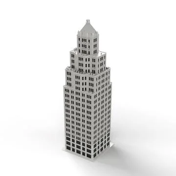 3D render of a gray modern office building isolated on the white background Ilustración de archivo