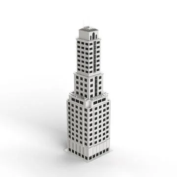 3D render of a gray modern office building isolated on the white background Ilustración de archivo