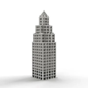 3D render of a gray modern office building isolated on the white background Ilustración de archivo