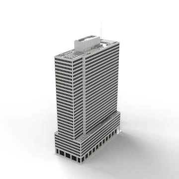 3D render of a gray modern office building isolated on the white background Ilustración de archivo