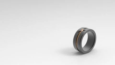 3d render, gray ring on black background. jewelry metal circle shape. empty s Illustrazione stock