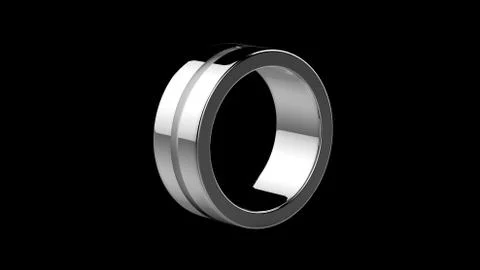 3d render, gray ring on black background. jewelry metal circle shape. empty s Stock Illustration