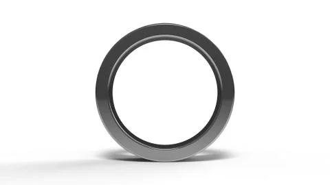 3d render, gray ring on black background. jewelry metal circle shape. empty s Stock Illustration