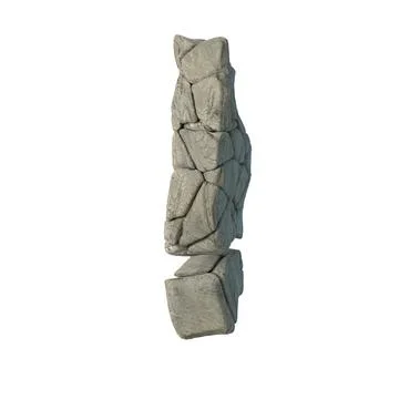 A 3D render of a gray stone in the shape of an exclamation point isolated on  Stock Illustration