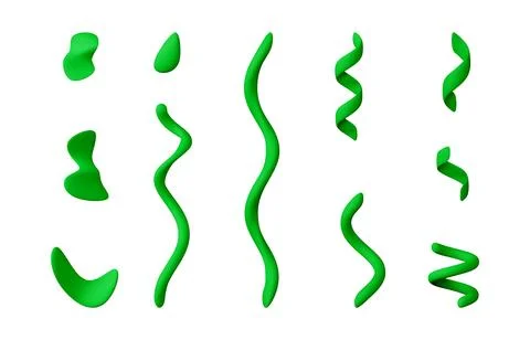 3d render of green abstract confetti shapes Stock Illustration