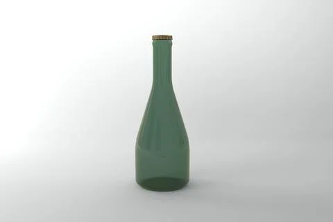 3d render of a green bottle with a crown cap isolated on white background Stock Illustration