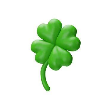 3D render green clover for luck different view Stock Illustration