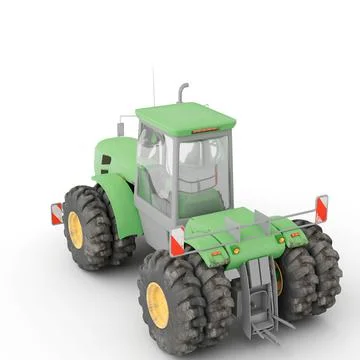 3D render of green construction machinery isolated on a white background Stock Illustration