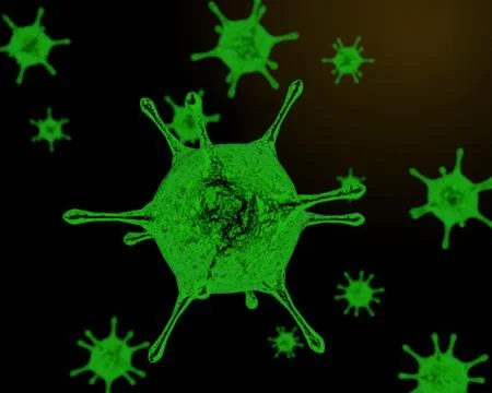 3d render of green Corona virus that causing the infection of MERS and SARS Stock Illustration
