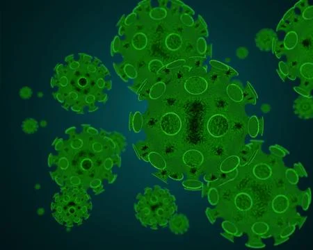 3d render of green Corona virus that causing the infection of MERS and SARS Stock Illustration