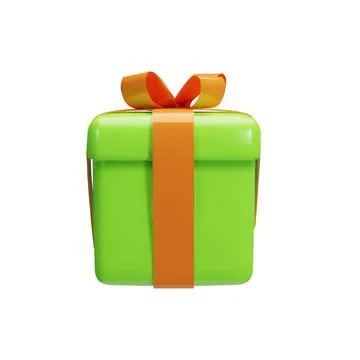 3d render green gift box in clay style Stock Illustration