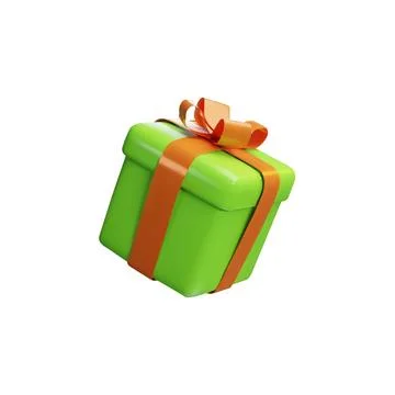 3d render green gift box in plastic style Stock Illustration