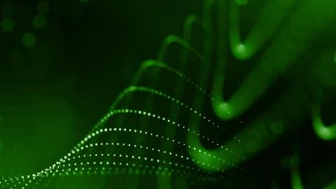 3d render of green glow particles in air as science fiction of microcosm or Stock Illustration