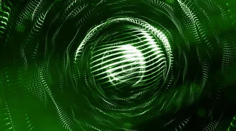 3d render of green glow particles in air as science fiction of microcosm or Stock Illustration