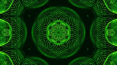 3d render. Green motion design background with symmetrical star pattern Stock Illustration
