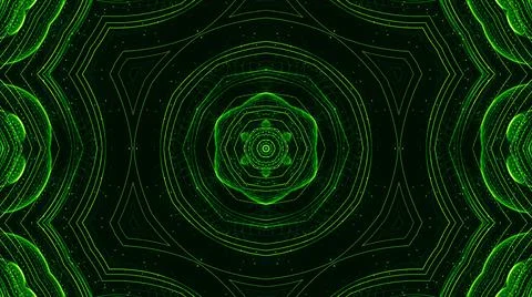 3d render. Green motion design background with symmetrical star pattern Stock Illustration