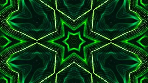 3d render. Green motion design background with symmetrical star pattern Illustrazione stock