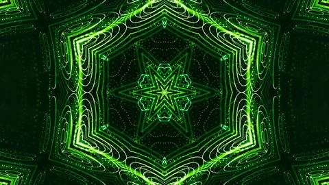 3d render. Green motion design background with symmetrical star pattern 스톡 일러스트
