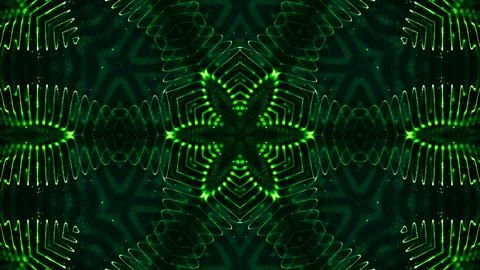 3d render. Green motion design background with symmetrical star pattern Stock Illustration