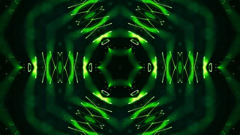 3d render. Green motion design background with symmetrical star pattern Stock Illustration