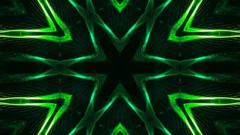 3d render. Green motion design background with symmetrical star pattern Illustrazione stock