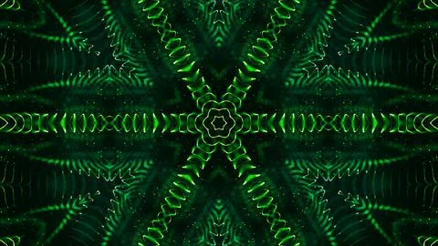 3d render. Green motion design background with symmetrical star pattern Stock Illustration