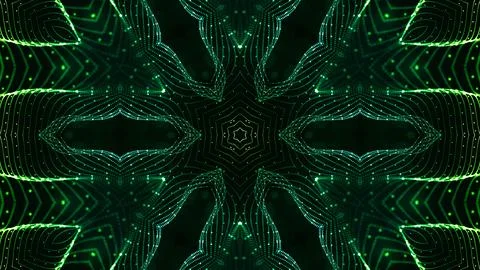 3d render. Green motion design background with symmetrical star pattern Stock Illustration