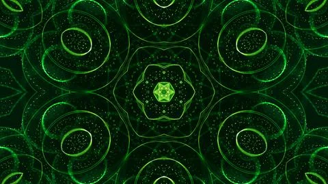 3d render. Green motion design background with symmetrical star pattern Stock Illustration