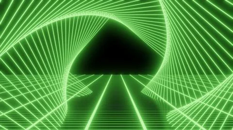3D Render, green Neon Stripes Abstract Background Motion Animation Stock-Illustration
