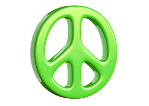 3D render of green Peace sign on isolated white. Stock Illustration