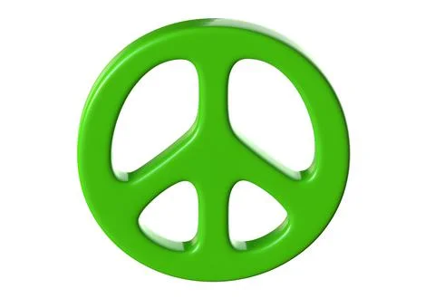 3D render of green Peace sign on isolated white. Stock Illustration