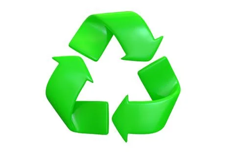 3D render of Green Recycling symbol isolated on white background Stock Illustration