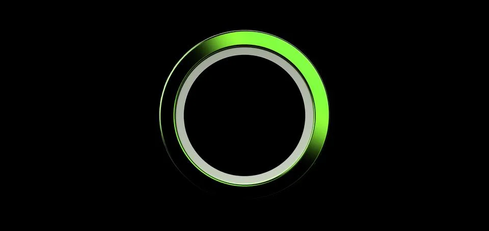 3d render, green ring on black background. jewelry metal circle shape. empty  Stock Illustration
