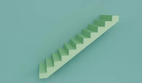 3d Render Green Spring Rain color Stairs on Green Sheen Background Stock Illustration