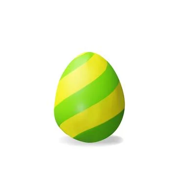 3d render green striped easter egg Stock Illustration
