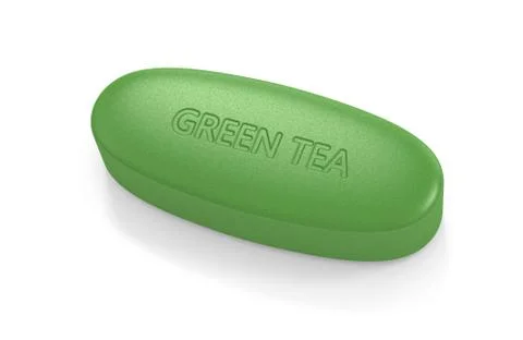 3d render of green tea pill Stock Illustration