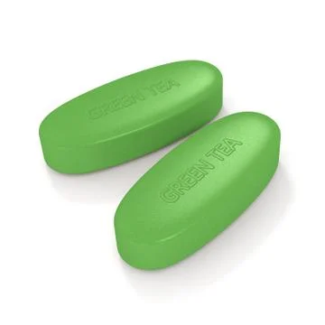 3d render of green tea pills Stock Illustration