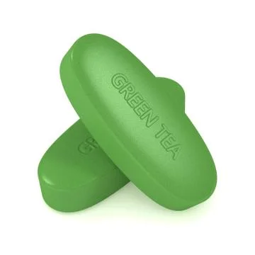3d render of green tea pills Stock Illustration