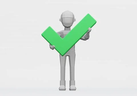 3d render with green tick Ilustración de archivo