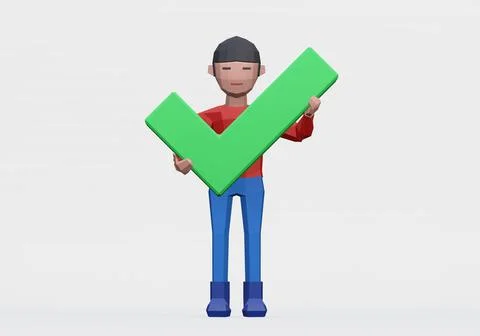 3d render with green tick Stock Illustration