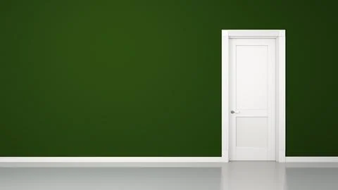 3D render of a green wall and a door in an empty flat with space for your Stockillustratie