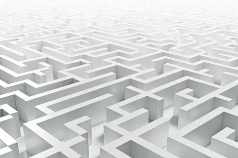 3d render of grey labirynth maze Stock Illustration