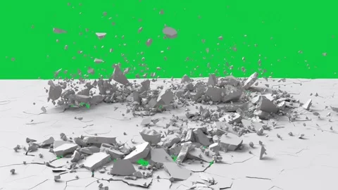 3D render of ground destruction isolated on a green background. 库存影片 304561298