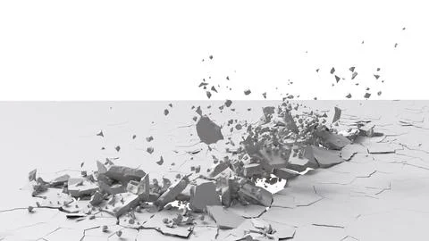 3D render of ground destruction isolated on a white background. Stock Illustration