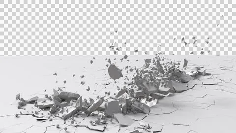3D render of ground destruction isolated on a transparent background. PNG Stock Illustration